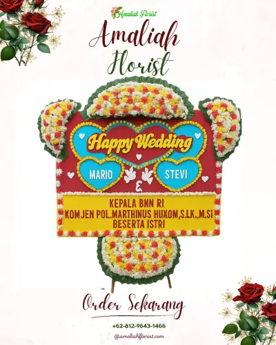 Karangan Papan Bunga Pernikahan di Gomong